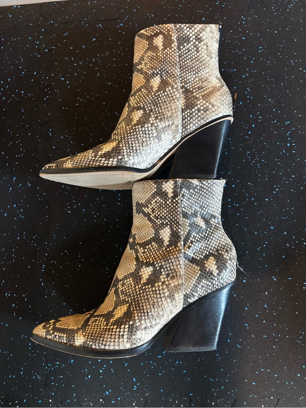 Dolce Vita Snake-Print Pointed Toe Ankle Boots - Neutral
